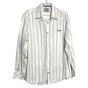 South Pole XL white‎ Rainbow pinstripe button down long sleeve shirt